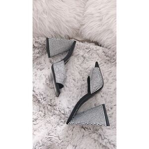 The Attico 'DEVON'' SILVER AND BLACK MULE 38.5